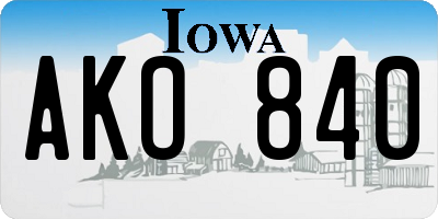IA license plate AKO840
