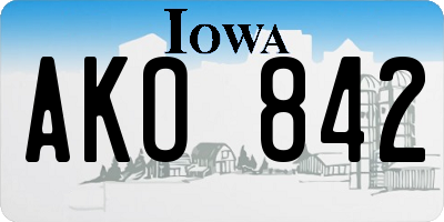 IA license plate AKO842