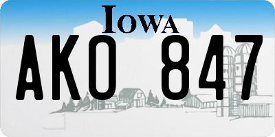 IA license plate AKO847