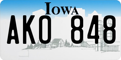 IA license plate AKO848