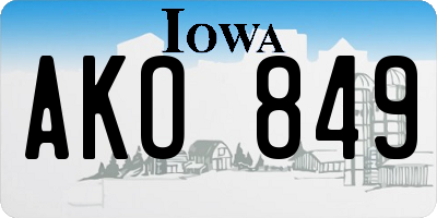 IA license plate AKO849
