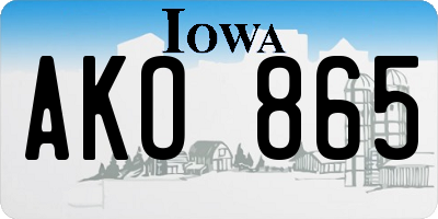 IA license plate AKO865