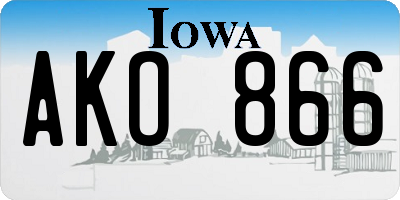 IA license plate AKO866