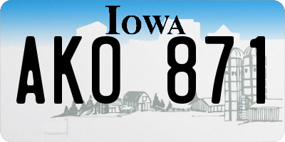 IA license plate AKO871