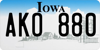 IA license plate AKO880