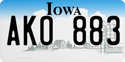 IA license plate AKO883