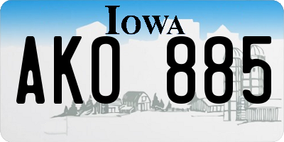 IA license plate AKO885