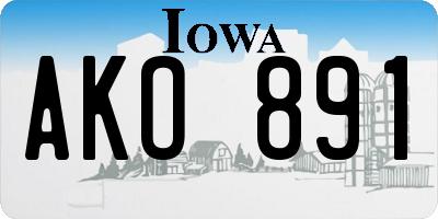 IA license plate AKO891