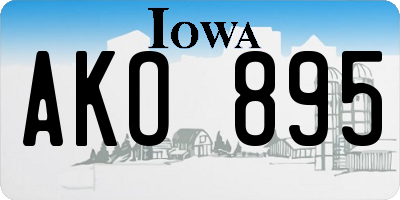 IA license plate AKO895