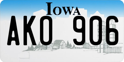 IA license plate AKO906