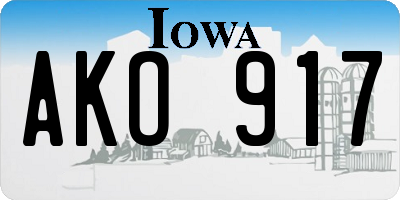 IA license plate AKO917
