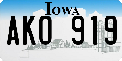 IA license plate AKO919