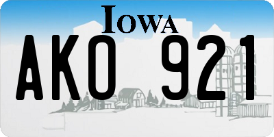 IA license plate AKO921
