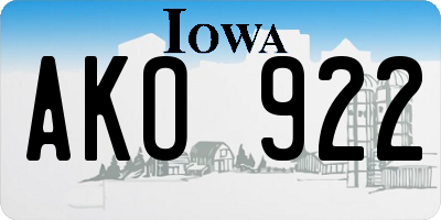 IA license plate AKO922