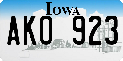 IA license plate AKO923