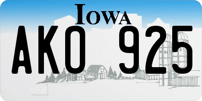 IA license plate AKO925