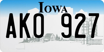 IA license plate AKO927