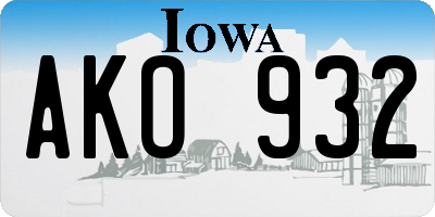 IA license plate AKO932