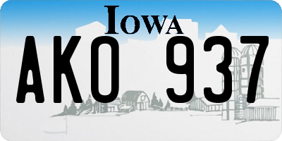 IA license plate AKO937