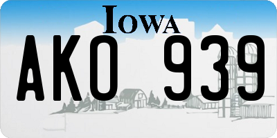 IA license plate AKO939