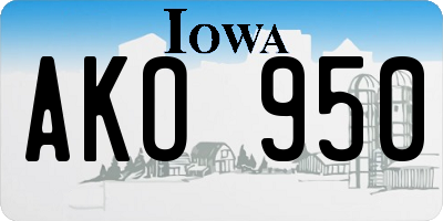IA license plate AKO950