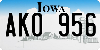 IA license plate AKO956