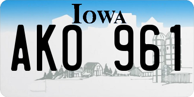 IA license plate AKO961