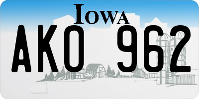 IA license plate AKO962