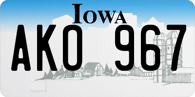IA license plate AKO967