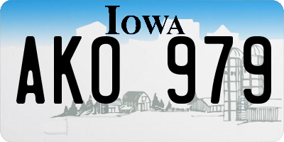 IA license plate AKO979