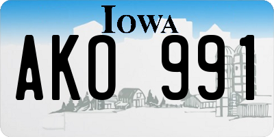 IA license plate AKO991