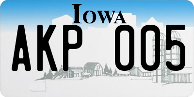 IA license plate AKP005