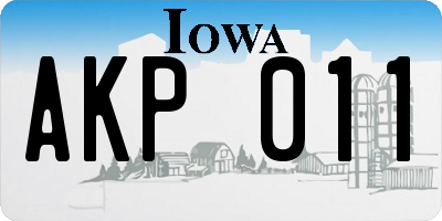 IA license plate AKP011