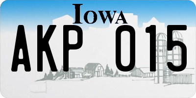 IA license plate AKP015