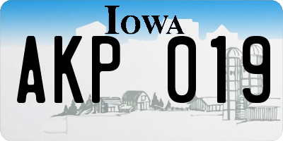 IA license plate AKP019