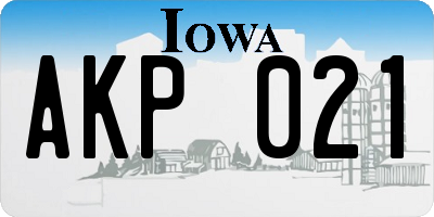 IA license plate AKP021