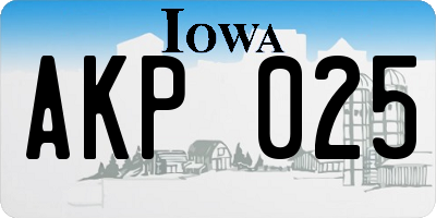 IA license plate AKP025