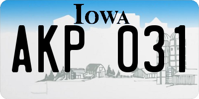 IA license plate AKP031