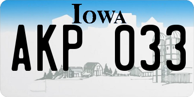 IA license plate AKP033