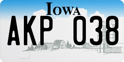 IA license plate AKP038
