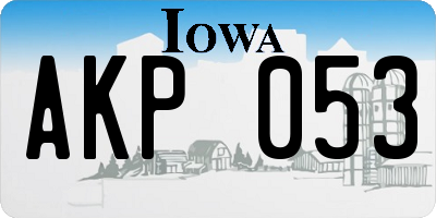 IA license plate AKP053