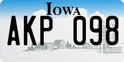 IA license plate AKP098