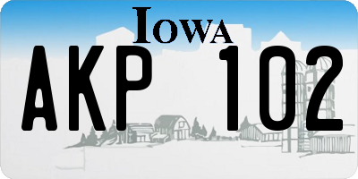 IA license plate AKP102