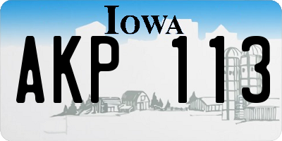 IA license plate AKP113