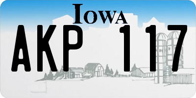 IA license plate AKP117