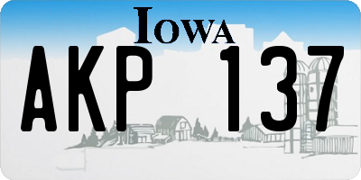 IA license plate AKP137