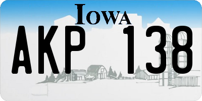 IA license plate AKP138