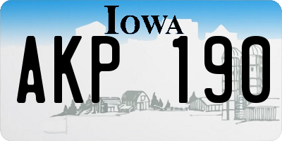 IA license plate AKP190