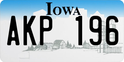 IA license plate AKP196