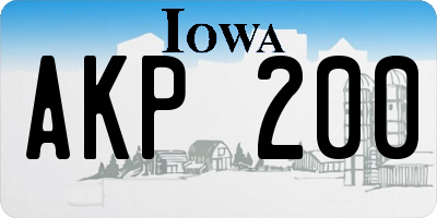 IA license plate AKP200